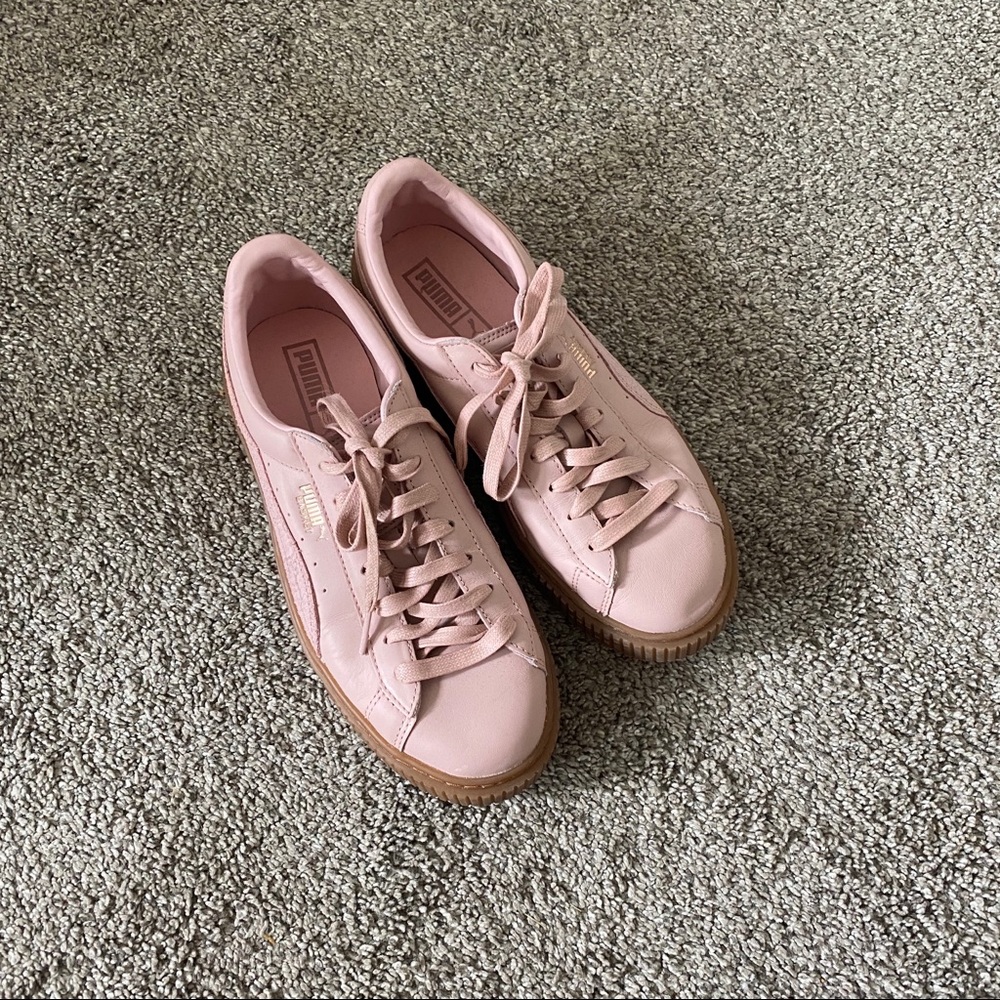 Puma all leather pink sneakers